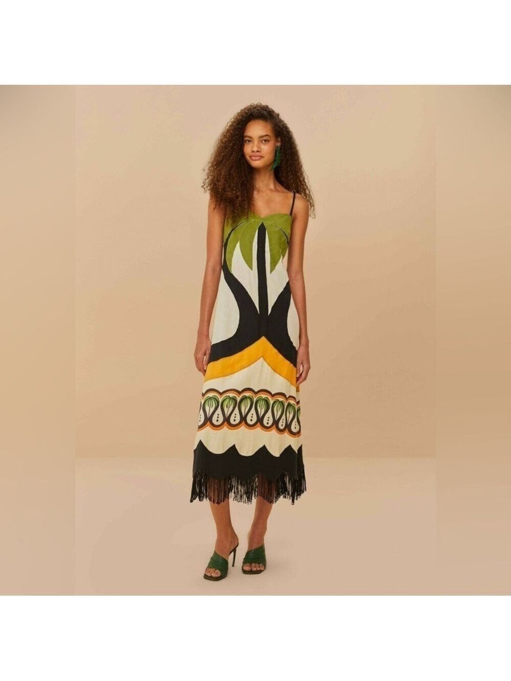 Farm Rio Off-White Coconut Tree Flow Dress